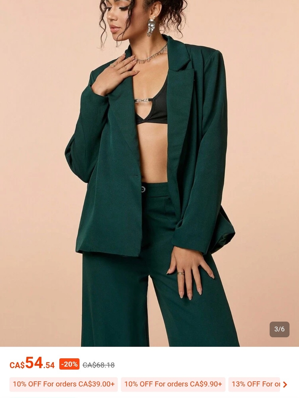 Forest Green Oversized Blazer & Wide-Leg Pant Set